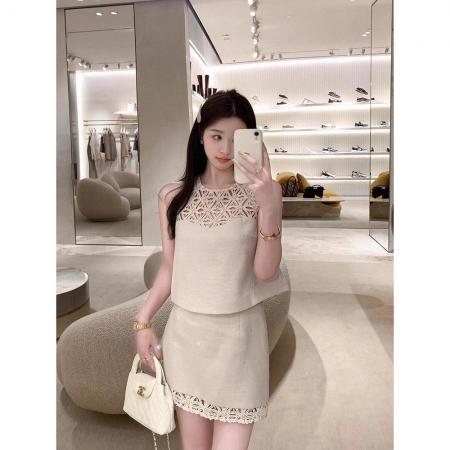 BY18384# 气质小香风时尚套装女夏季新款洋气显瘦无袖背心高腰半身裙潮 服裝批發女裝批發服飾貨源
