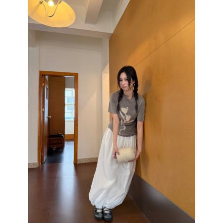 BY18395# 莫奈立体郁金香双层针织网纱叠透长袖短袖正肩T 服裝批發女裝批發服飾貨源