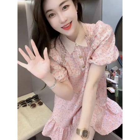 BY18397# 森系碎花甜美娃娃连衣裙女夏季新款韩系宽松显瘦短裙子小个子 服裝批發女裝批發服飾貨源