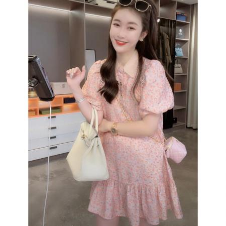 BY18397# 森系碎花甜美娃娃连衣裙女夏季新款韩系宽松显瘦短裙子小个子 服裝批發女裝批發服飾貨源