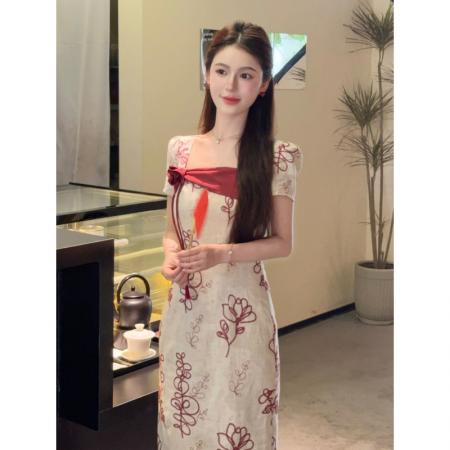 BY18398# 浮生若梦新中式国风改良绣花裙女夏棉麻旗袍连衣裙 服裝批發女裝批發服飾貨源