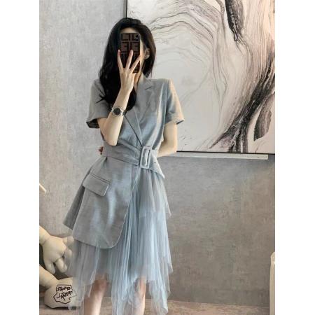 BY18401# 西装连衣裙女新款夏季女装高级设计感小众收腰显瘦气质裙子 服裝批發女裝批發服飾貨源