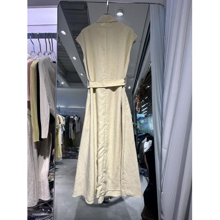 BY18425# 欧货夏季新款时尚百搭显瘦高级感无袖收腰衬衫式连衣裙女长裙 服裝批發女裝批發服飾貨源