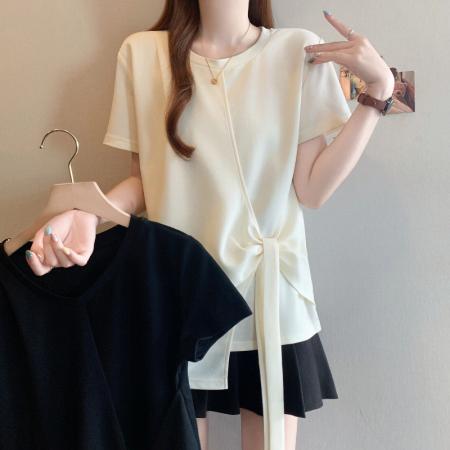 BY18431# 夏季新款大码女时尚休闲百搭不规则设计宽松显瘦T恤上衣 服裝批發女裝批發服飾貨源