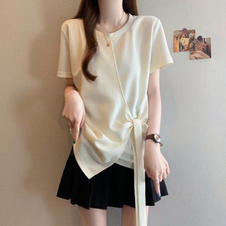 BY18431# 夏季新款大码女时尚休闲百搭不规则设计宽松显瘦T恤上衣 服裝批發女裝批發服飾貨源