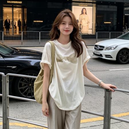 BY18436# 韩系宽松显瘦蝴蝶结印花肤感棉质圆领短袖T恤女 服裝批發女裝批發服飾貨源