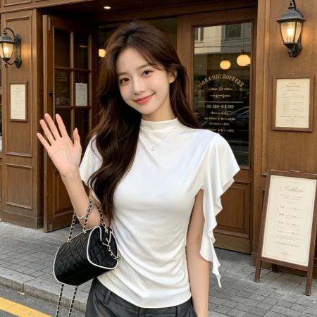 BY18441# 短袖t恤女新款夏穿搭半高领设计感小众修身白色上衣 服裝批發女裝批發服飾貨源