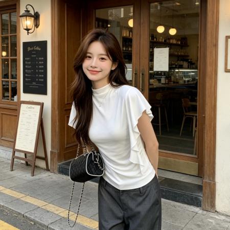 BY18441# 短袖t恤女新款夏穿搭半高领设计感小众修身白色上衣 服裝批發女裝批發服飾貨源