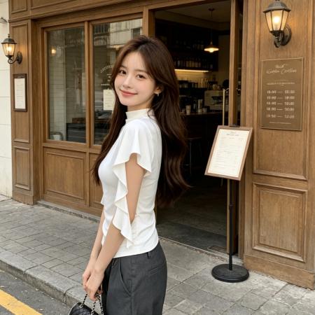 BY18441# 短袖t恤女新款夏穿搭半高领设计感小众修身白色上衣 服裝批發女裝批發服飾貨源