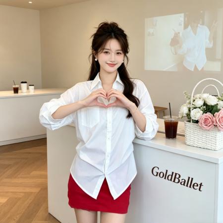 BY18443# 冰氧棉翻领短款不规则防晒衬衫上衣新款秋小衫衫衣女装 服裝批發女裝批發服飾貨源