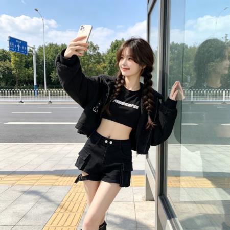 BY18444# 春夏美式复古辣妹高腰牛仔短裤女时尚设计感两口袋工装短裤潮 服裝批發女裝批發服飾貨源
