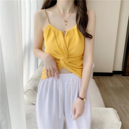 BY18447# 冰丝夏季法式别致性感甜辣纯欲上衣超火外穿小吊带内搭针织 服裝批發女裝批發服飾貨源