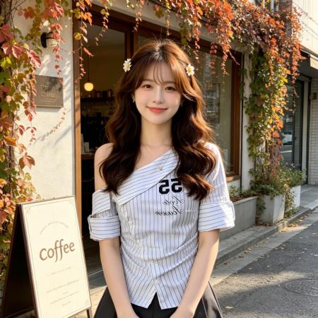 BY18448# 韩系纯欲学院风斜肩短袖衬衫女春季条纹收腰衬衣修身显瘦短款上衣 服裝批發女裝批發服飾貨源