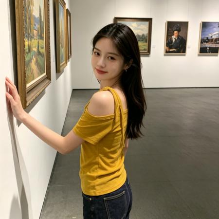 BY18453# 黄色斜肩短袖t恤女夏显瘦百搭露肩绑带设计辣妹上衣 服裝批發女裝批發服飾貨源