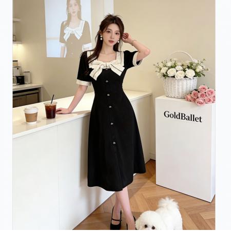 BY18456# 法式赫本风黑色连衣裙子女夏季气质新款设计感小众高级感裙子 服裝批發女裝批發服飾貨源