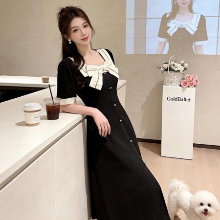 BY18456# 法式赫本风黑色连衣裙子女夏季气质新款设计感小众高级感裙子 服裝批發女裝批發服飾貨源