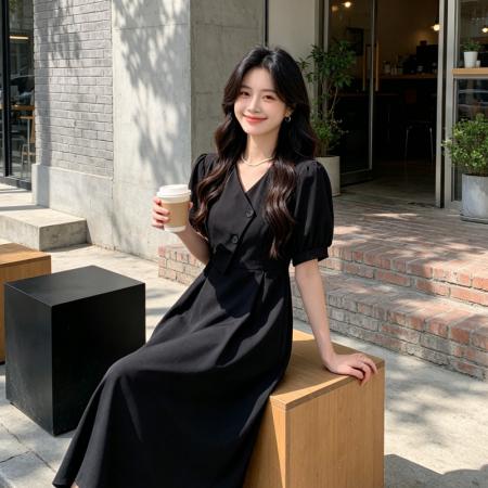 BY18458# 大码法式减龄V领连衣裙女夏新款设计感收腰显瘦长裙 服裝批發女裝批發服飾貨源