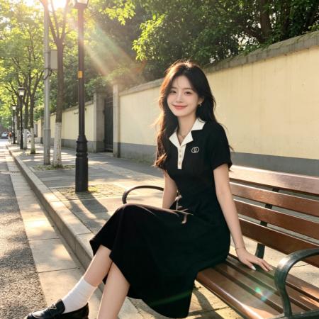 BY18460# 大码学院风收腰显瘦polo连衣裙女夏季新款胖MM梨形身材黑色长裙子 服裝批發女裝批發服飾貨源