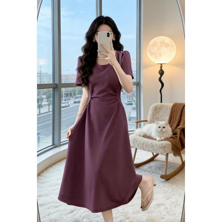 BY18468# 法式甜辣露肩长裙子女夏季气质设计感显瘦短袖别致连衣裙潮 服裝批發女裝批發服飾貨源