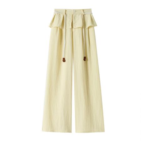 BY18476# 冰丝屁帘休闲阔腿裤女夏季薄款新款高级感垂感山本直筒裤 服裝批發女裝批發服飾貨源