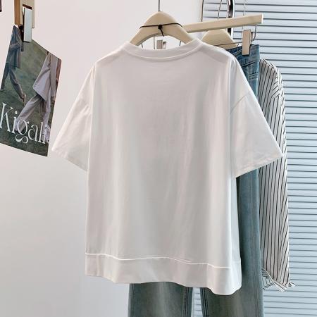 BY18493# 夏新款韩版设计感不规则荷叶边宽松休闲减龄百搭显瘦短袖T恤 服裝批發女裝批發服飾貨源