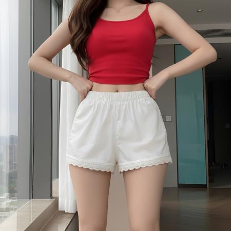 BY18495# 洋气时髦白色阔腿短裤女夏季新款高腰宽松蕾丝花边休闲运动裤 服裝批發女裝批發服飾貨源
