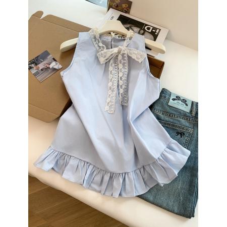 BY18501# ～无袖挂脖露肩上衣女夏多巴胺穿搭法式小资娃娃衫背心衬衫 服裝批發女裝批發服飾貨源