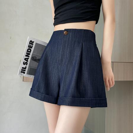 BY18510# 夏季新款天丝软牛仔五分裤高腰阔腿A字短裤休闲裤女 服裝批發女裝批發服飾貨源