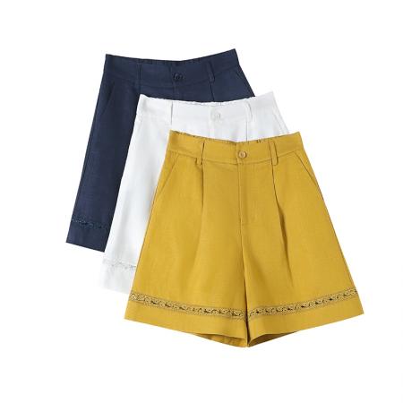 BY18511# 夏季新款天丝亚麻五分裤A字阔腿高腰棉麻薄款短裤女 服裝批發女裝批發服飾貨源