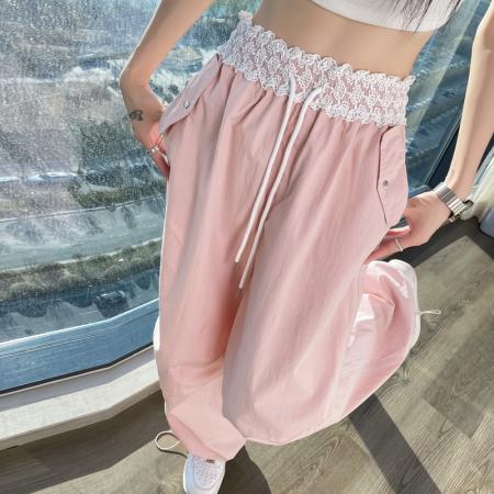 BY18515# 夏季新款速干裤工装裤女薄款高腰束脚阔腿两穿哈伦运动裤 服裝批發女裝批發服飾貨源