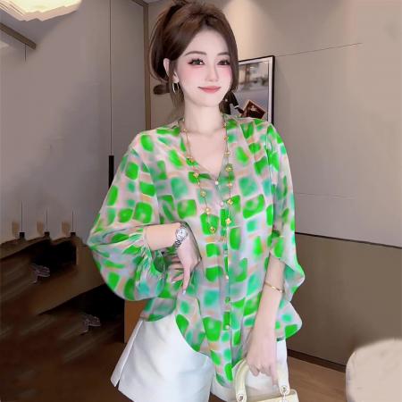 BY18519# 春夏新款舒适透气V领开衫百搭时尚洋气显瘦上衣小衫 服裝批發女裝批發服飾貨源