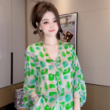 BY18519# 春夏新款舒适透气V领开衫百搭时尚洋气显瘦上衣小衫 服裝批發女裝批發服飾貨源