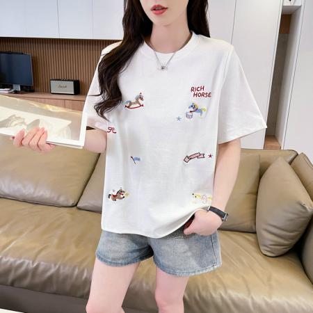 BY18522# 纯棉炸街抖音质量短袖t恤女潮新款上衣大码女装 服裝批發女裝批發服飾貨源