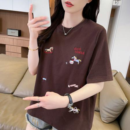 BY18522# 纯棉炸街抖音质量短袖t恤女潮新款上衣大码女装 服裝批發女裝批發服飾貨源