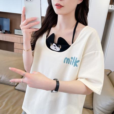 BY18523# 纯棉炸街抖音质量短袖t恤女潮新款上衣大码女装 服裝批發女裝批發服飾貨源