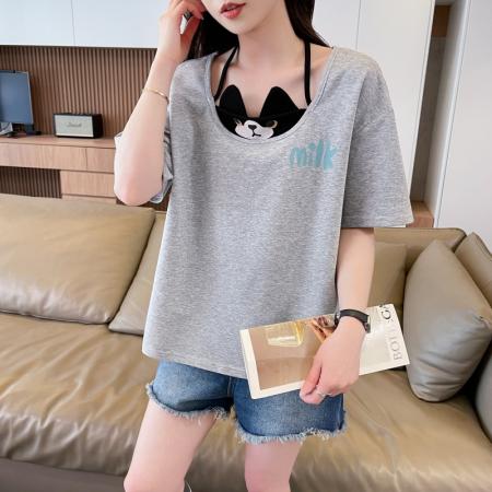 BY18523# 纯棉炸街抖音质量短袖t恤女潮新款上衣大码女装 服裝批發女裝批發服飾貨源