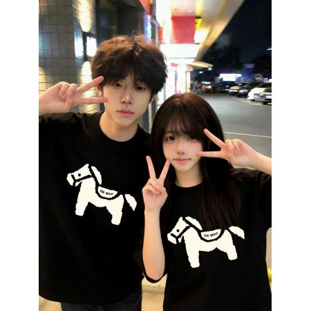 BY18531# 刺绣+印花+内里铺布纯棉短袖t恤男女 服裝批發女裝批發服飾貨源