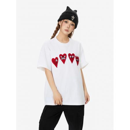 BY18534# 刺绣+内里铺布19支纯棉短袖T恤男女 服裝批發女裝批發服飾貨源