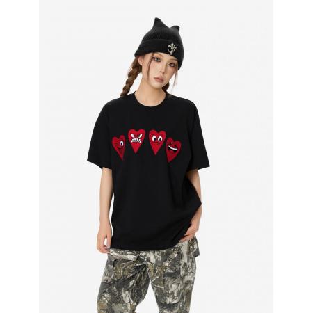 BY18534# 刺绣+内里铺布19支纯棉短袖T恤男女 服裝批發女裝批發服飾貨源