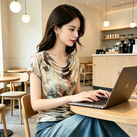 BY18541# 短袖设计感修身套头堆大圆领打底衫女夏新款印花上衣T恤 服裝批發女裝批發服飾貨源