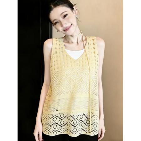 BY18554# 夏季新款潮ins小众设计感时尚镂空针织罩衫上衣吊带背心两件套女 服裝批發女裝批發服飾貨源