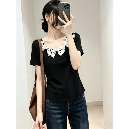 BY18560# 蝴蝶结长袖T恤女装夏季小众收腰显瘦正肩上衣 服裝批發女裝批發服飾貨源