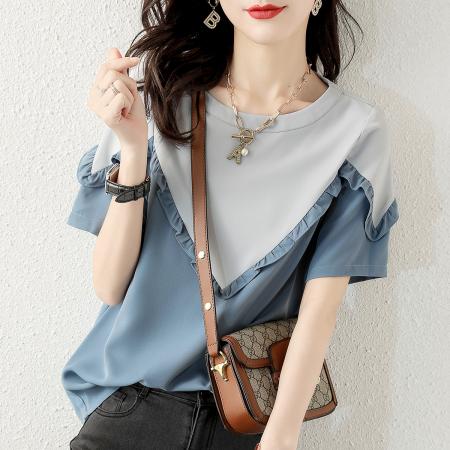 BY18561# 夏季爆款短袖女夏上衣大码女装t恤女短袖休闲小衫女式t恤 服裝批發女裝批發服飾貨源