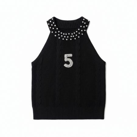 BY18592# 重工镶钻挂脖针织吊带背心女夏季新款温柔风漂亮上衣 服裝批發女裝批發服飾貨源