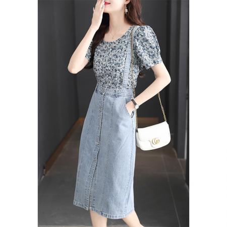 BY18616# 薄牛仔背带裙女夏季新款小清新上衣半身裙时尚两件套装裙气质 服裝批發女裝批發服飾貨源