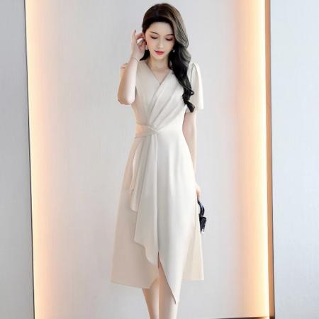 BY18620# 夏季连衣裙女新款高级感气质名媛洋气显瘦女装绝美V领裙子 服裝批發女裝批發服飾貨源