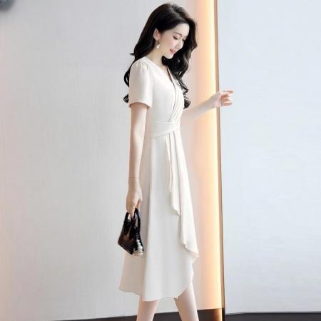 BY18620# 夏季连衣裙女新款高级感气质名媛洋气显瘦女装绝美V领裙子 服裝批發女裝批發服飾貨源