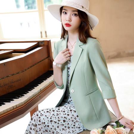 BY18621# 粉色小西装外套女夏季七分袖时尚休闲小香风气质上衣薄款西服 服裝批發女裝批發服飾貨源