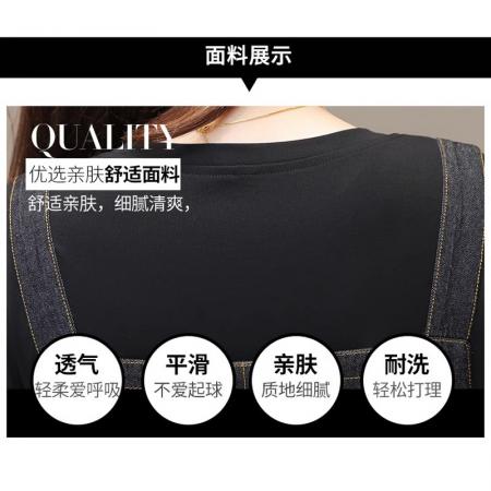 BY18629# 今年流行背带裙新款夏装女时尚洋气假两件显瘦遮肉牛仔连衣裙 服裝批發女裝批發服飾貨源