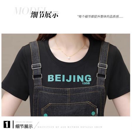 BY18629# 今年流行背带裙新款夏装女时尚洋气假两件显瘦遮肉牛仔连衣裙 服裝批發女裝批發服飾貨源